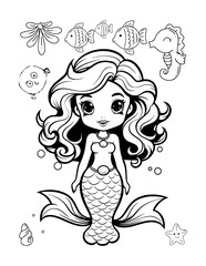 Mermaid Cute Baby Coloring Book