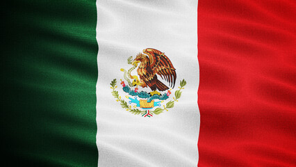 Waving Fabric Texture Of Mexico National Flag Background