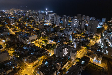 Fototapeta na wymiar Excellent night aerial view of Vía Expresa Luis Bedoya Reyes in the city of Lima,