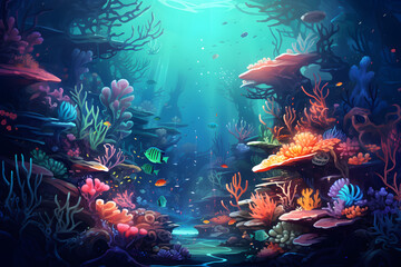 Fototapeta na wymiar Vibrant Underwater Coral Reef Background