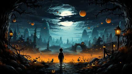halloween night scene