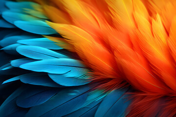 A Colorful Macaw Feather Close-Up