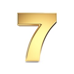 Simple gold font Number 7 SEVEN 3D