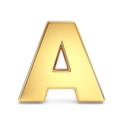 Simple gold font Letter A 3D