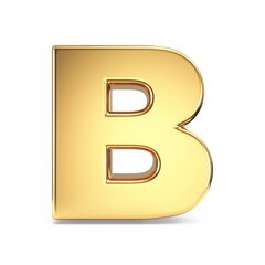 Simple gold font Letter B 3D