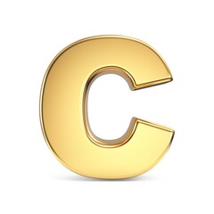 Simple gold font Letter C 3D