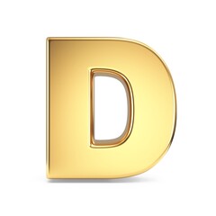 Simple gold font Letter D 3D