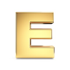 Simple gold font Letter E 3D