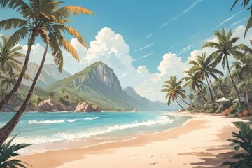 tropical beach with palm trees and blue sky tropical beach with palm trees and blue sky beautiful tropical beach with palm trees on background