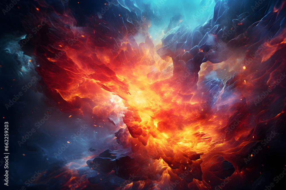 Poster a background with a close-up of a fiery explosion.