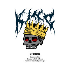 King's skull vector illustration streetwear design, Crown vector, clothing design