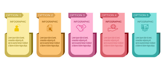 Presentation business infographic template with icons.Can be used for process diagram, presentations, workflow layout, banner, flow chart.Vector illustration.