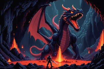 dragon with sword and fire dragon with sword and fire vector illustration of a dragon and a dragon