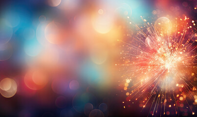 Fototapeta premium Vibrant fireworks explode in a burst of color.
