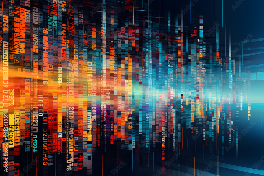 Poster digital glitch art with distorted text