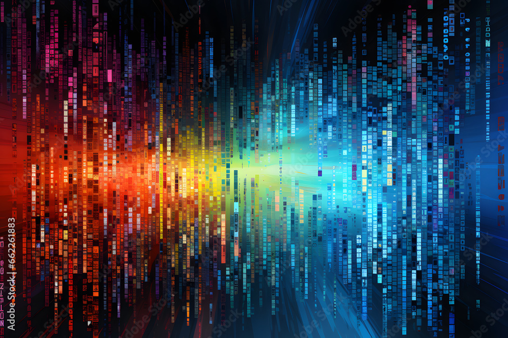 Poster digital glitch art with distorted text image