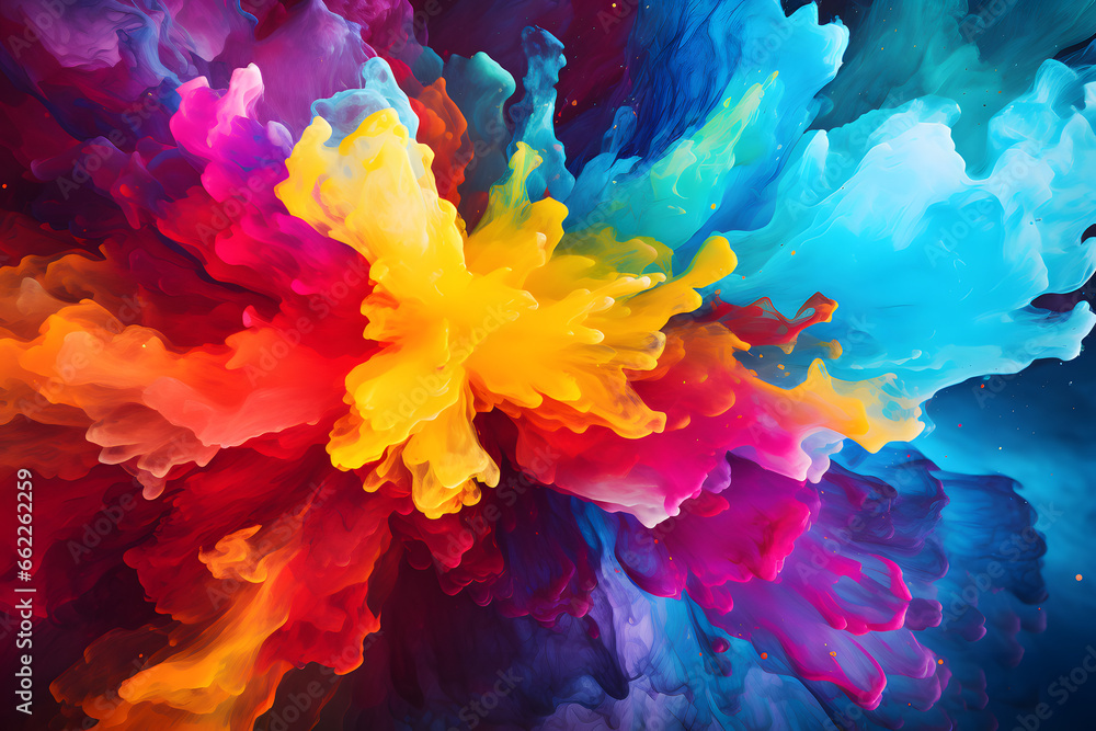 Poster a colorful abstract background of ink splatters.