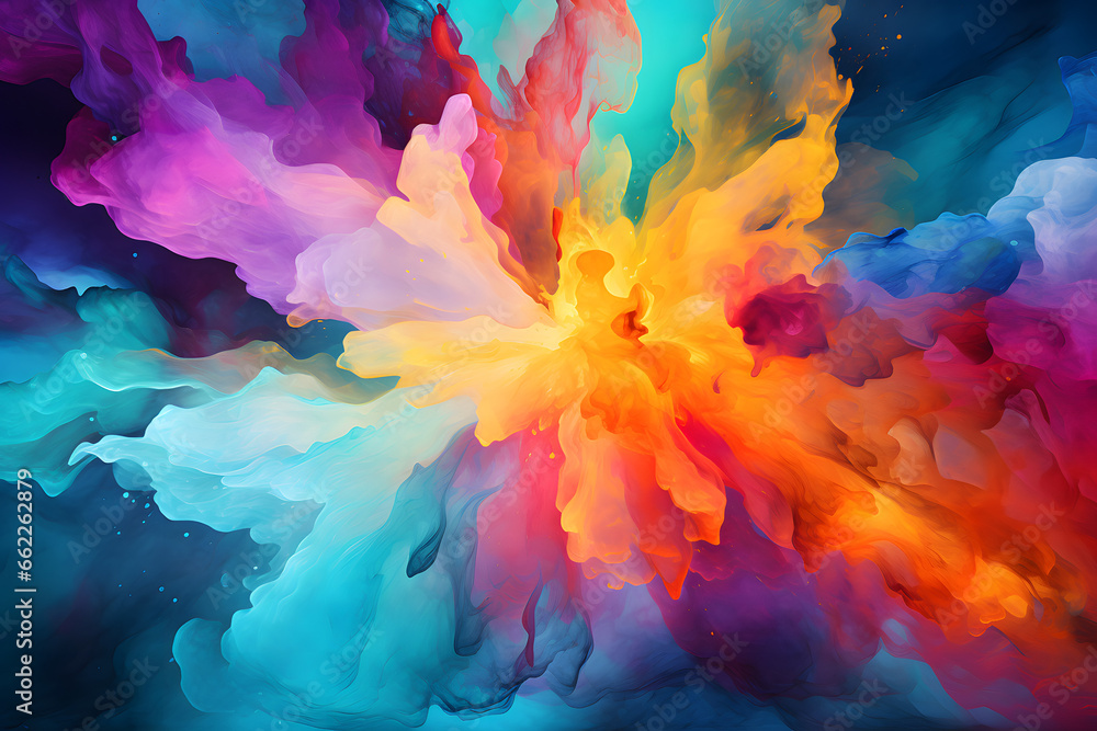 Poster an abstract background with colorful paint splashes