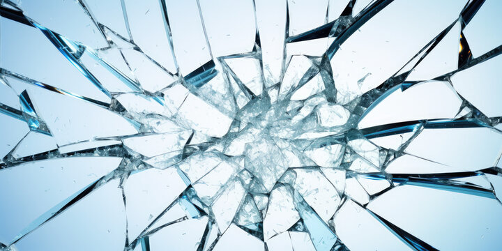 Cracked shards of glass background, smash