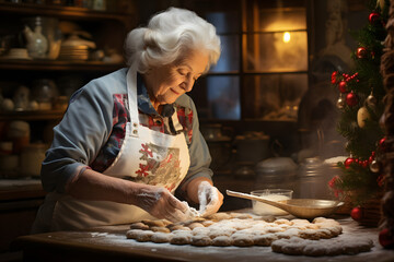 A Grandmother Baking Christmas Cookies
