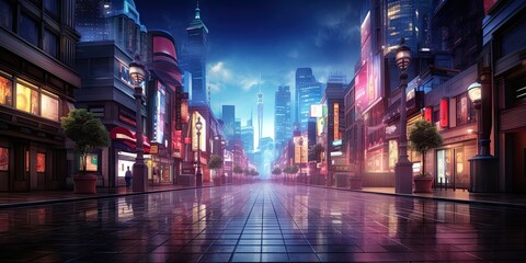 Electric nights. Glowing streets of urban jungle. City in technicolor. Vibrant night on broadway. Metropolis awakens