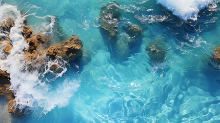 Abstract sand beach from above with light blue UHD wallpaper Stock Photographic Image