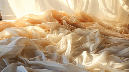 sunlight casting soft shadows on a pure white bedspread - obrazy, fototapety, plakaty