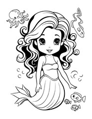 Mermaid Cute Baby Coloring Book