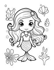 Mermaid Cute Baby Coloring Book