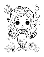 Mermaid Cute Baby Coloring Book