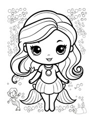 Mermaid Cute Baby Coloring Book