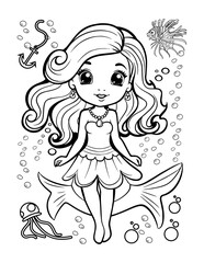 Mermaid Cute Baby Coloring Book