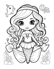 Mermaid Cute Baby Coloring Book