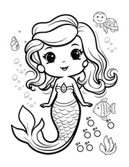 Mermaid Cute Baby Coloring Book