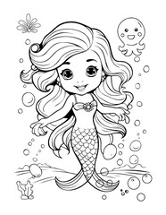 Mermaid Cute Baby Coloring Book