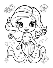 Mermaid Cute Baby Coloring Book