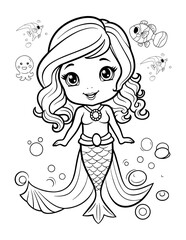 Mermaid Cute Baby Coloring Book