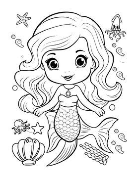 Mermaid Cute Baby Coloring Book