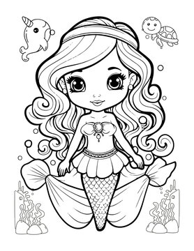 Mermaid Cute Baby Coloring Book