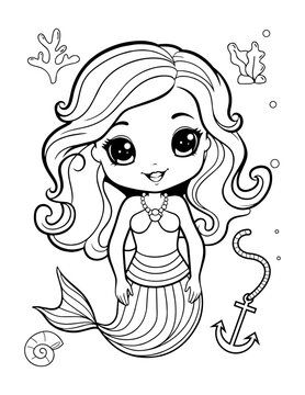 Mermaid Cute Baby Coloring Book