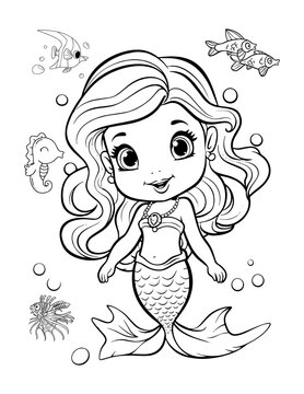 Mermaid Cute Baby Coloring Book
