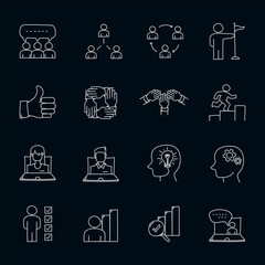 Hand drawn business people icon set. Line icon. Doodle business icon set.