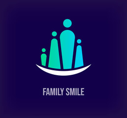 Creative happy family logo. Unique color transitions. Social togetherness corporate logo template. vector