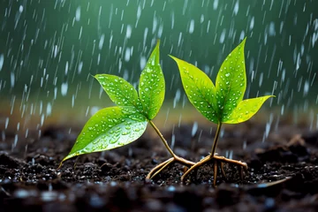 Foto op Canvas 雨に打たれてもたくましく根を張り成長する植物 © genista