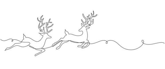 Crédence de cuisine en verre imprimé Une ligne Reindeer one line continuous banner. Line art animal deer christmas concept banner. Outline vector illustration.