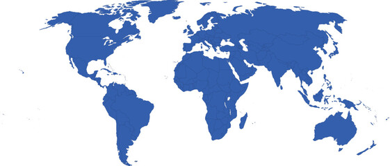 Fototapeta na wymiar Blue World Map, World Map, Map Of World, Entire Map Of Earth, Vector Illustration