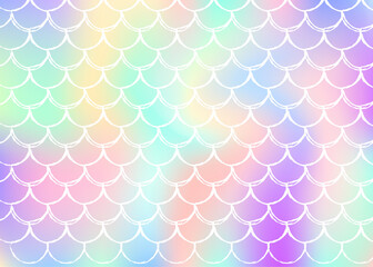 Gradient scale background with holographic mermaid.