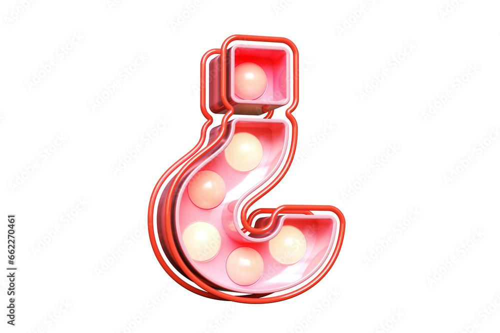 Poster light bulb marquee in the shape of interrogation sign. high quality 3d rendering.