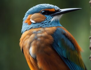 close up of blue - orange kingfisher, albedo at this, perched on a branch. this bird is a branch with orange feathers close up of blue - orange kingfisher, albedo at this, perched on a branch. this bi
