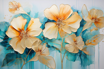 painting of flowers with gold foil
